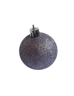 Set 6 Globuri de Crăciun Lila 6 cm, Plastic Sclipici