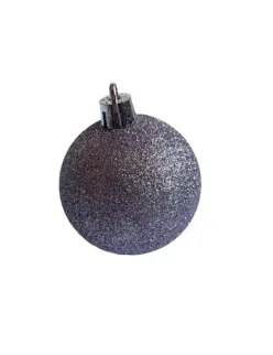 Set 6 Globuri de Crăciun Lila 6 cm, Plastic Sclipici