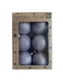 Set 6 Globuri de Crăciun Lila 6 cm, Plastic Sclipici