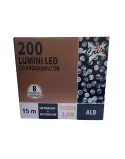 Ghirlandă Luminoasă 15m, 200 LED-uri, 8 Moduri, Alb